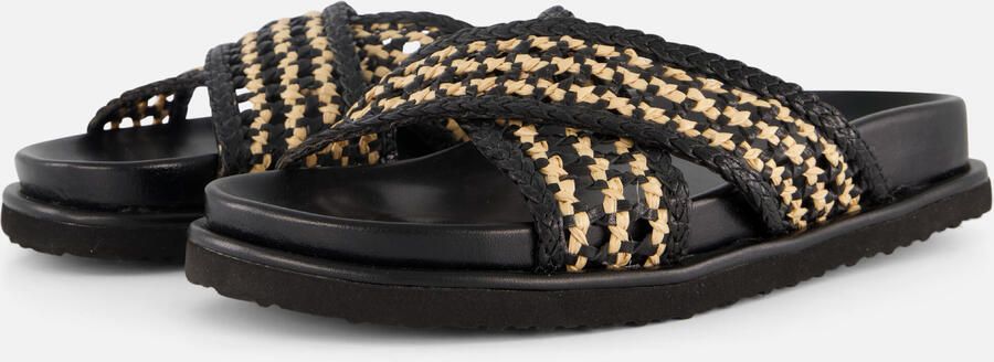Cellini Raffia Slippers zwart Textiel - Foto 6