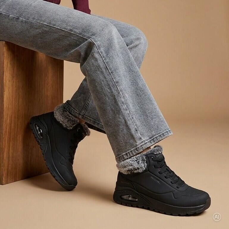 Cellini Skechers Uno Rugged Veterboots zwart Leer
