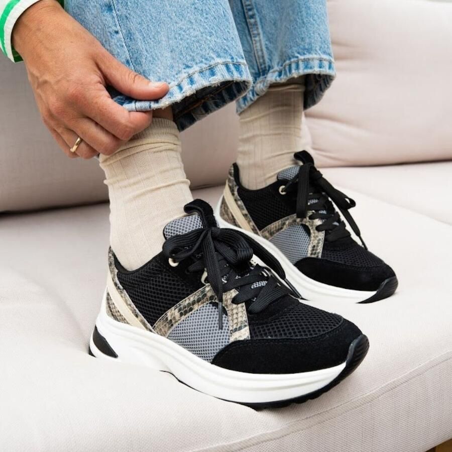 Cellini Snake Sneakers zwart Textiel - Foto 2