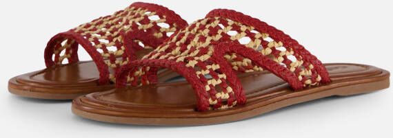 Cellini Raffia Slippers rood Textiel