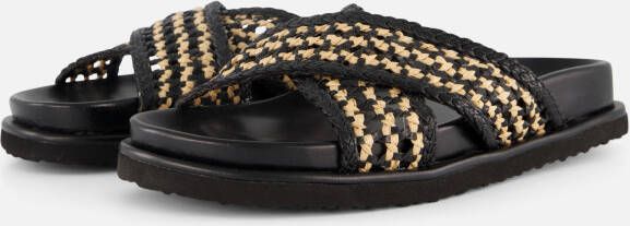 Cellini Raffia Slippers zwart Textiel