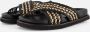 Cellini Raffia Slippers zwart Textiel - Thumbnail 2