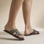 Cellini Raffia Slippers zwart Textiel - Thumbnail 2