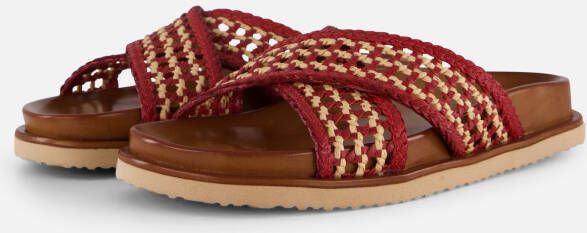 Cellini Raffia Slippers rood Textiel