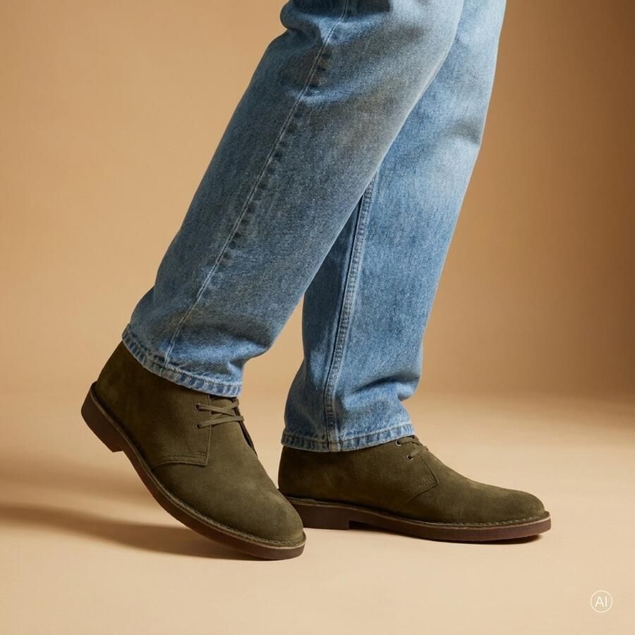 Clarks Wallabee evo suède bootschoenen met panterprint cognac