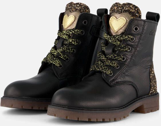 clic! Enkellaarsjes Glitter zwart Leer