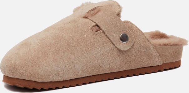 Colors of California Beige Suède Muiltjes met Nepbont Beige Dames