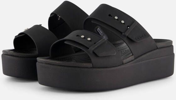 Crocs Brooklyn Buckle Wedge Slippers zwart