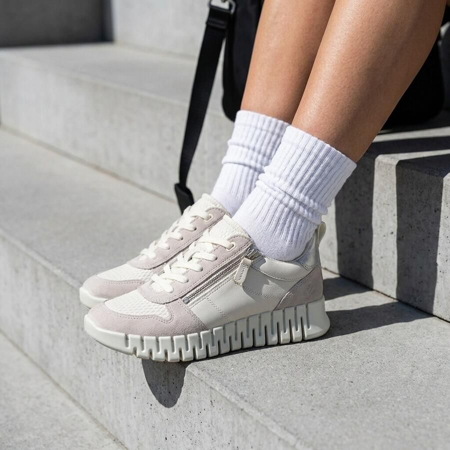 ECCO Gruuv Side Zip Sneakers beige Leer - Foto 2