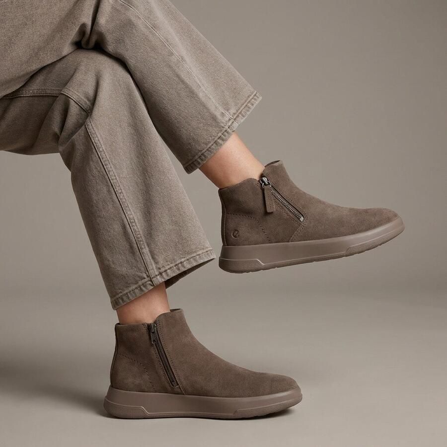 ECCO Move W Zip Enkellaarsjes taupe Suède