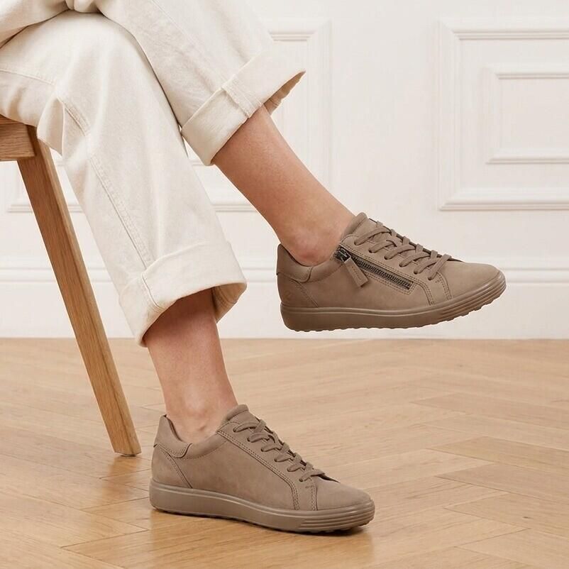ECCO -art-490553 60418-taupe-dames-veter rits-nubuck