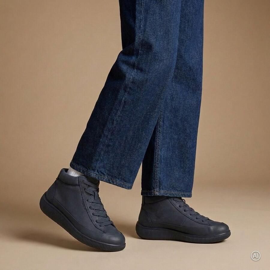 ECCO Soft Zero W Veterbooties blauw Nubuck