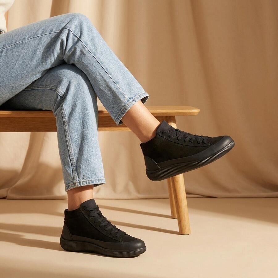 ECCO Soft Zero W Veterbooties zwart Nubuck