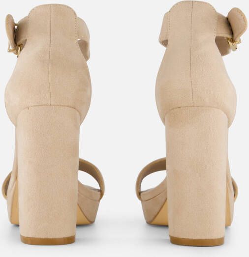 Ann Rocks Sandalen met hak beige Textiel
