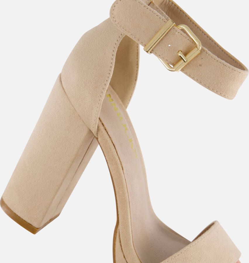 Ann Rocks Sandalen met hak beige Textiel
