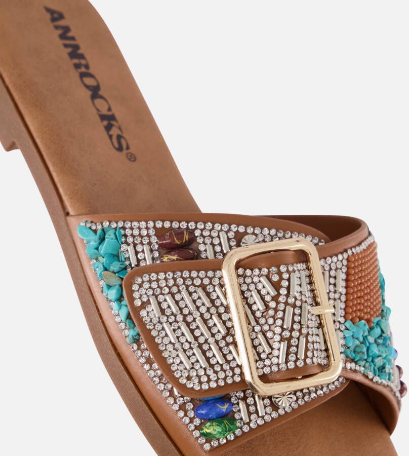 Ann Rocks Slippers bruin Synthetisch