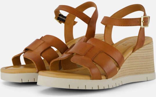 Aqa Sandalen met sleehak cognac Leer