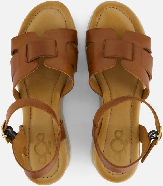 Aqa Sandalen met sleehak cognac Leer