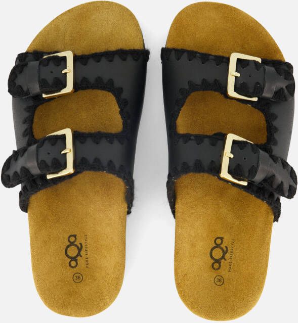 Aqa Slippers zwart Textiel