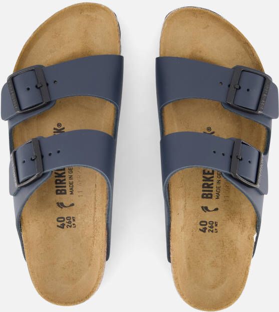 Birkenstock Arizona Slippers blauw Leer