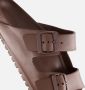 Birkenstock Chocoladebruine Dubbele Band Sandalen Brown Unisex - Thumbnail 9