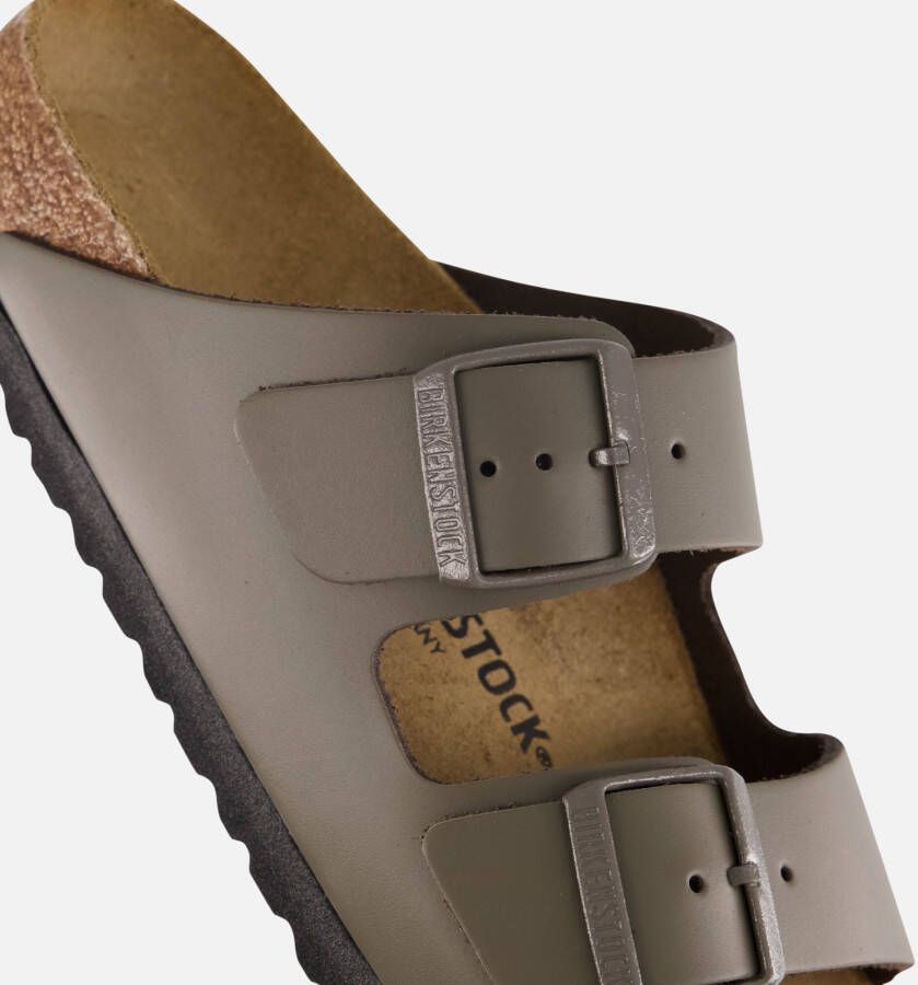 Birkenstock Arizona Slippers grijs Leer