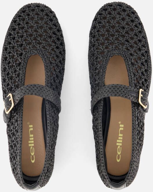 Cellini Ballerina's zwart Raffia