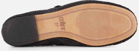 Cellini Ballerina's zwart Raffia