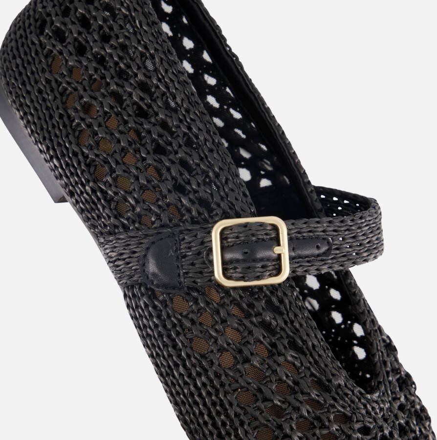 Cellini Ballerina's zwart Raffia