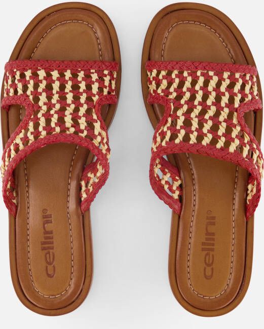 Cellini Raffia Slippers rood Textiel
