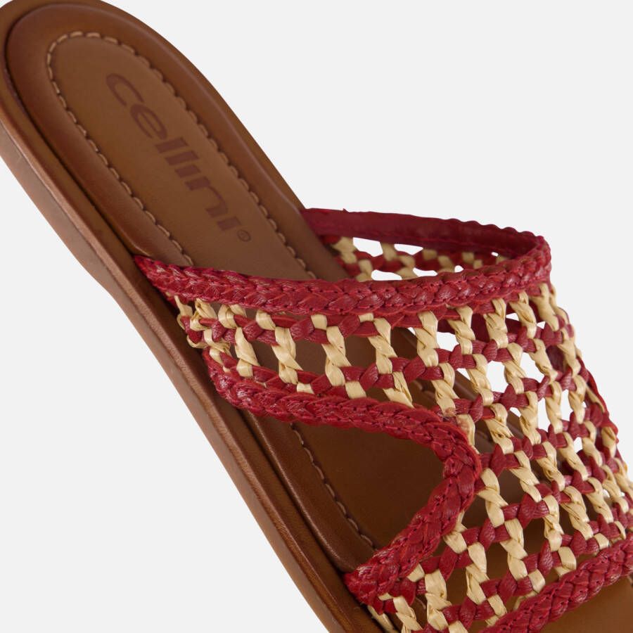 Cellini Raffia Slippers rood Textiel