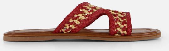 Cellini Raffia Slippers rood Textiel