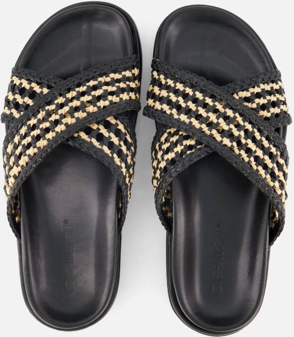 Cellini Raffia Slippers zwart Textiel