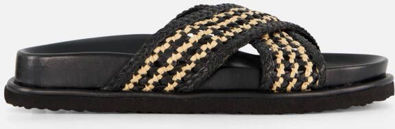 Cellini Raffia Slippers zwart Textiel