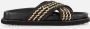 Cellini Raffia Slippers zwart Textiel - Thumbnail 6