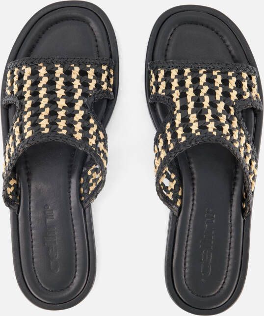Cellini Raffia Slippers zwart Textiel
