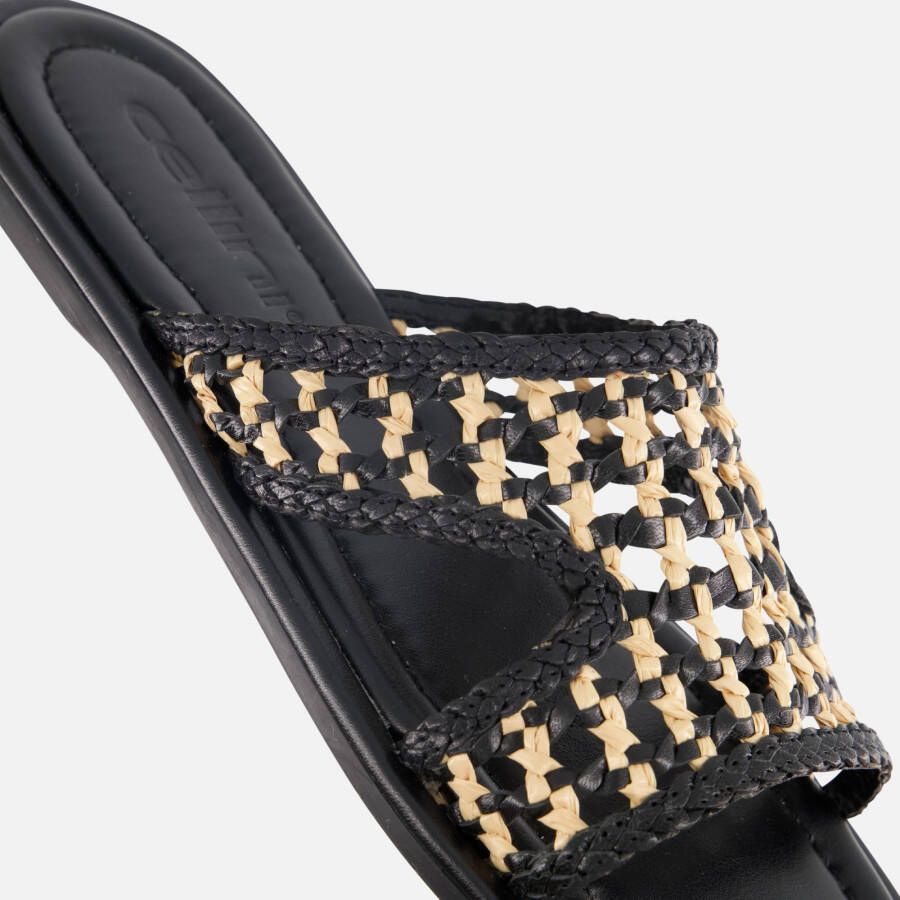 Cellini Raffia Slippers zwart Textiel
