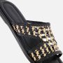 Cellini Raffia Slippers zwart Textiel - Thumbnail 5