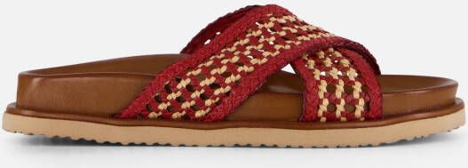 Cellini Raffia Slippers rood Textiel