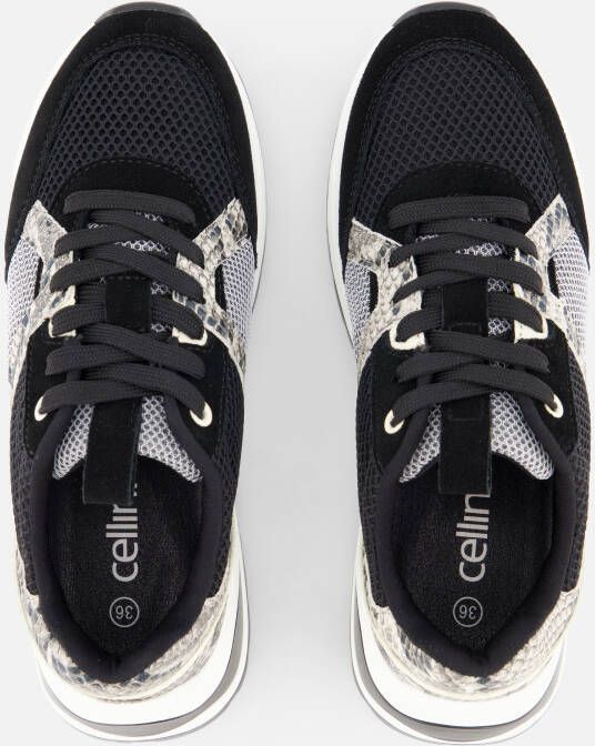Cellini Snake Sneakers zwart Textiel