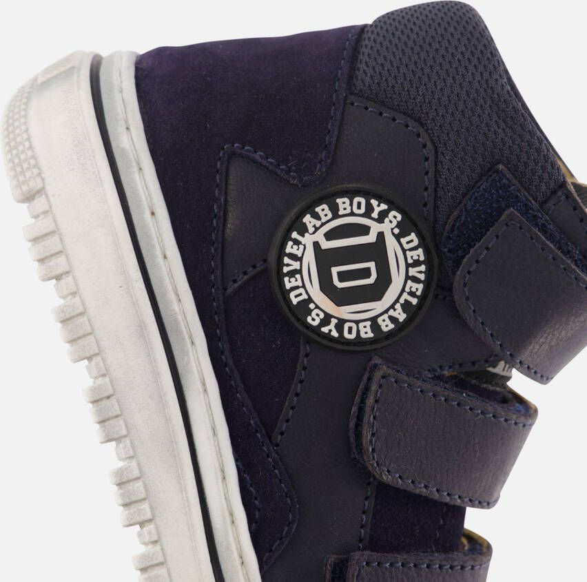 Develab Mid Cut Velcro Sneakers blauw Leer