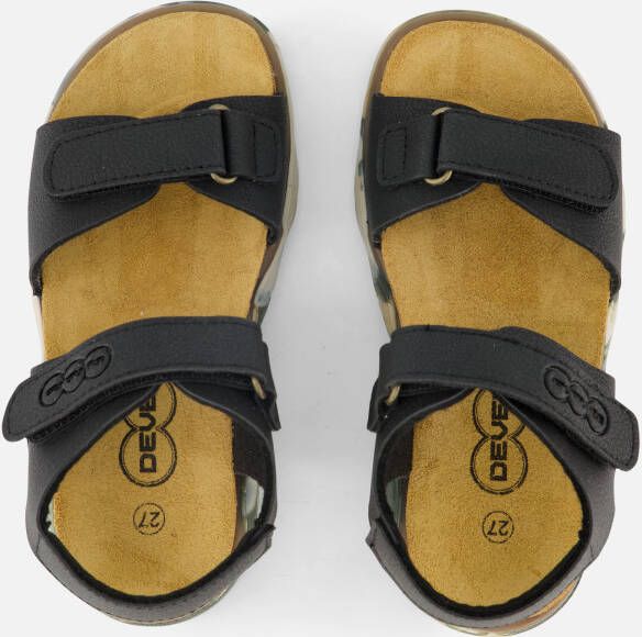 Develab Velcro Sandalen zwart Imitatieleer