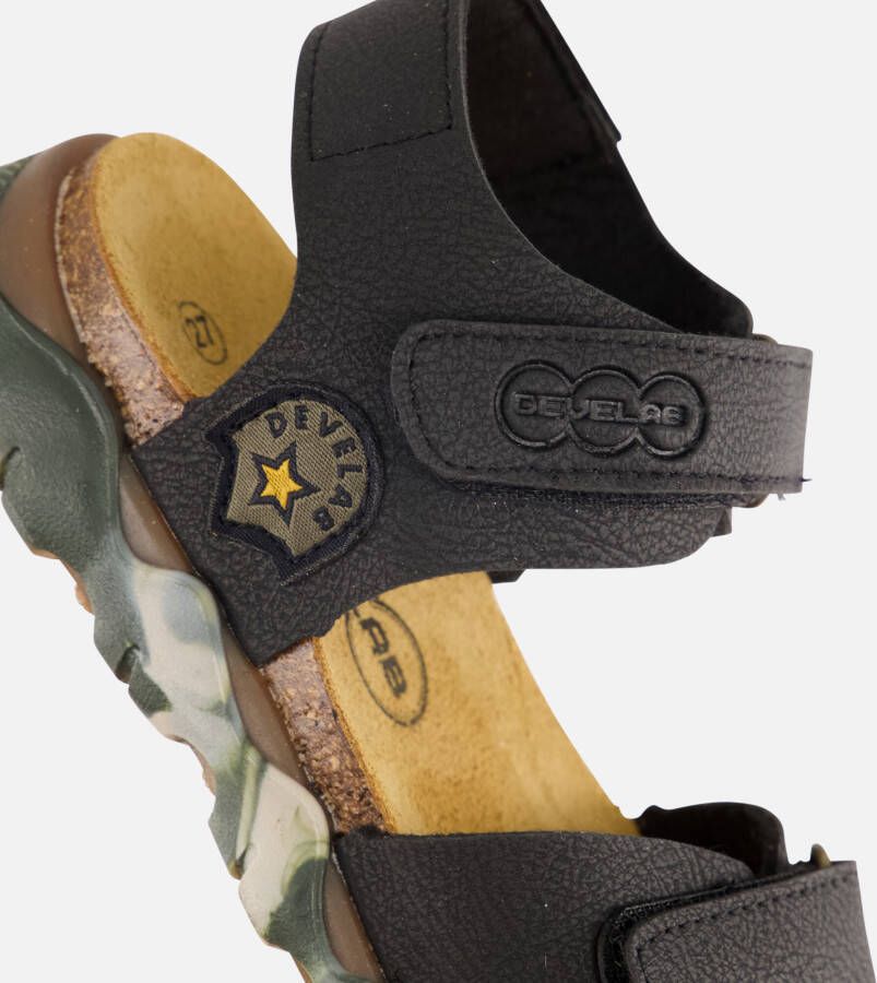 Develab Velcro Sandalen zwart Imitatieleer