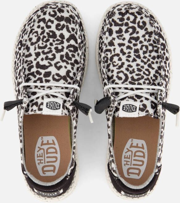 HEYDUDE Wendy Leopard Instappers zwart Canvas