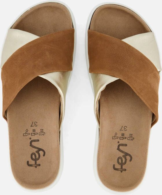Feyn Slippers cognac Leer