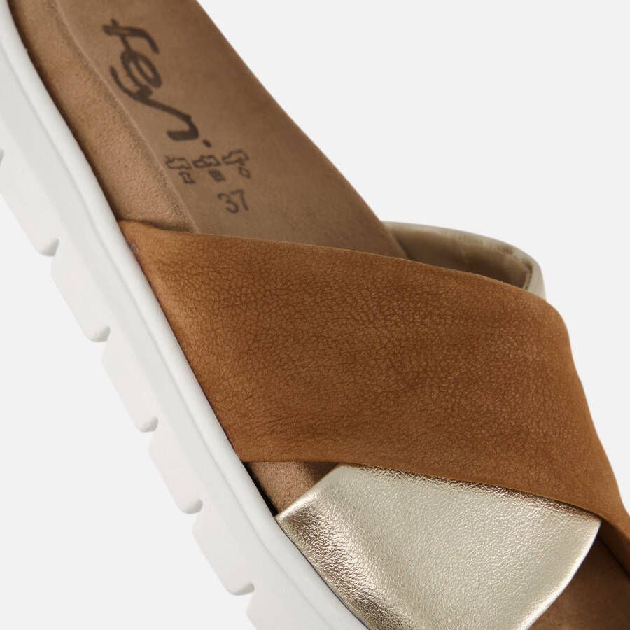 Feyn Slippers cognac Leer