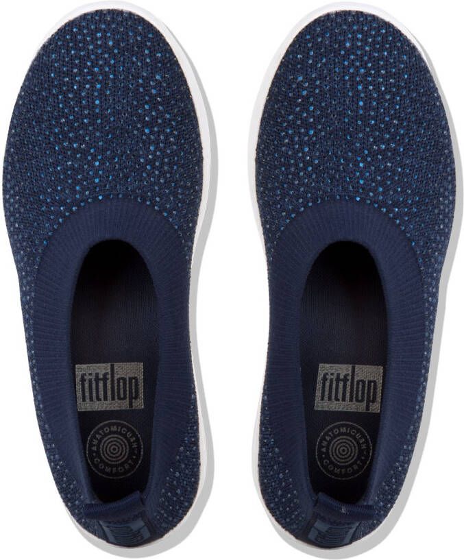 FitFlop Crystal Uberknit instappers blauw Textiel