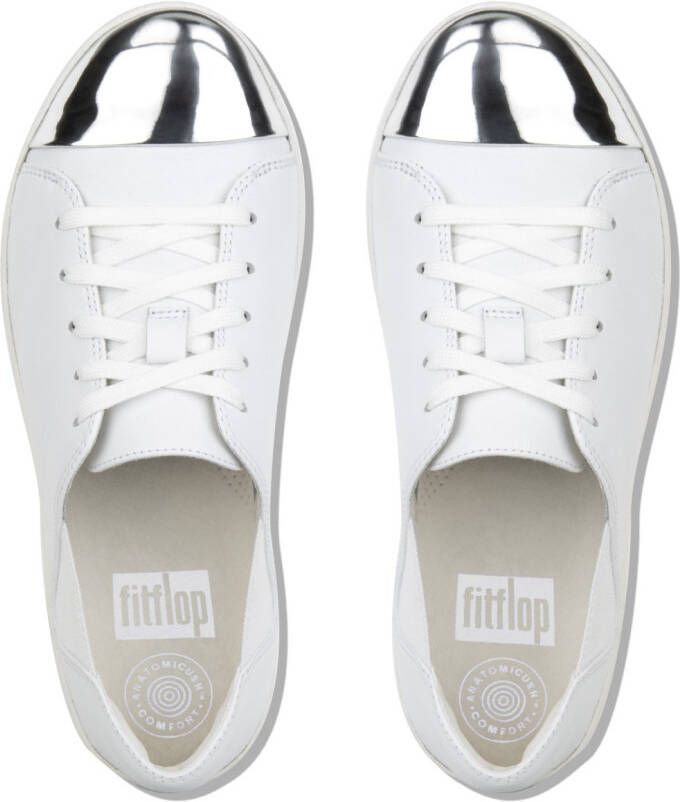FitFlop F-Sporty Mirror Toe sneakers wit Leer