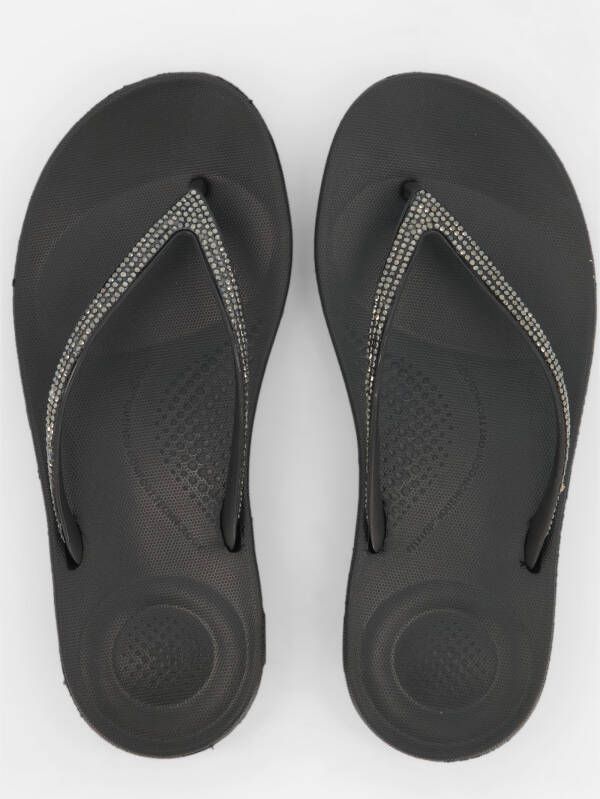 FitFlop iQushion Sparkle Slippers zwart Textiel