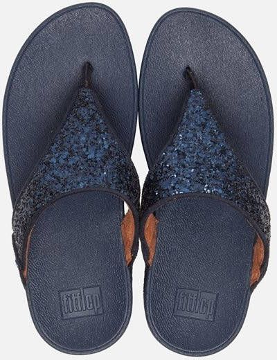 FitFlop Lulu Glitter Toe Thong slippers blauw